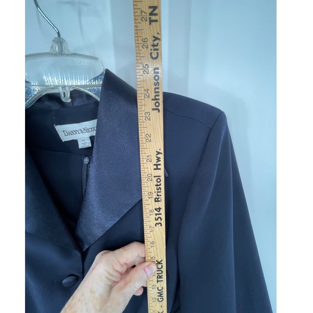 NOS Danny & Nicole Womens Dress Set 12 2pc Navy Blue Satin Trim Formal Maxi Set - Picture 4 of 16